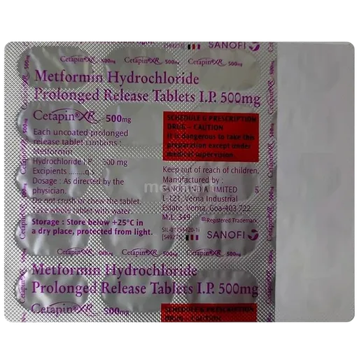 cetapin xr 500mg tablet 20's